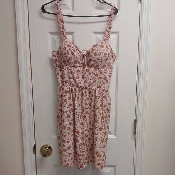 A U W Floral Pink and Mauve Sundress Size XL - Picture 1 of 9